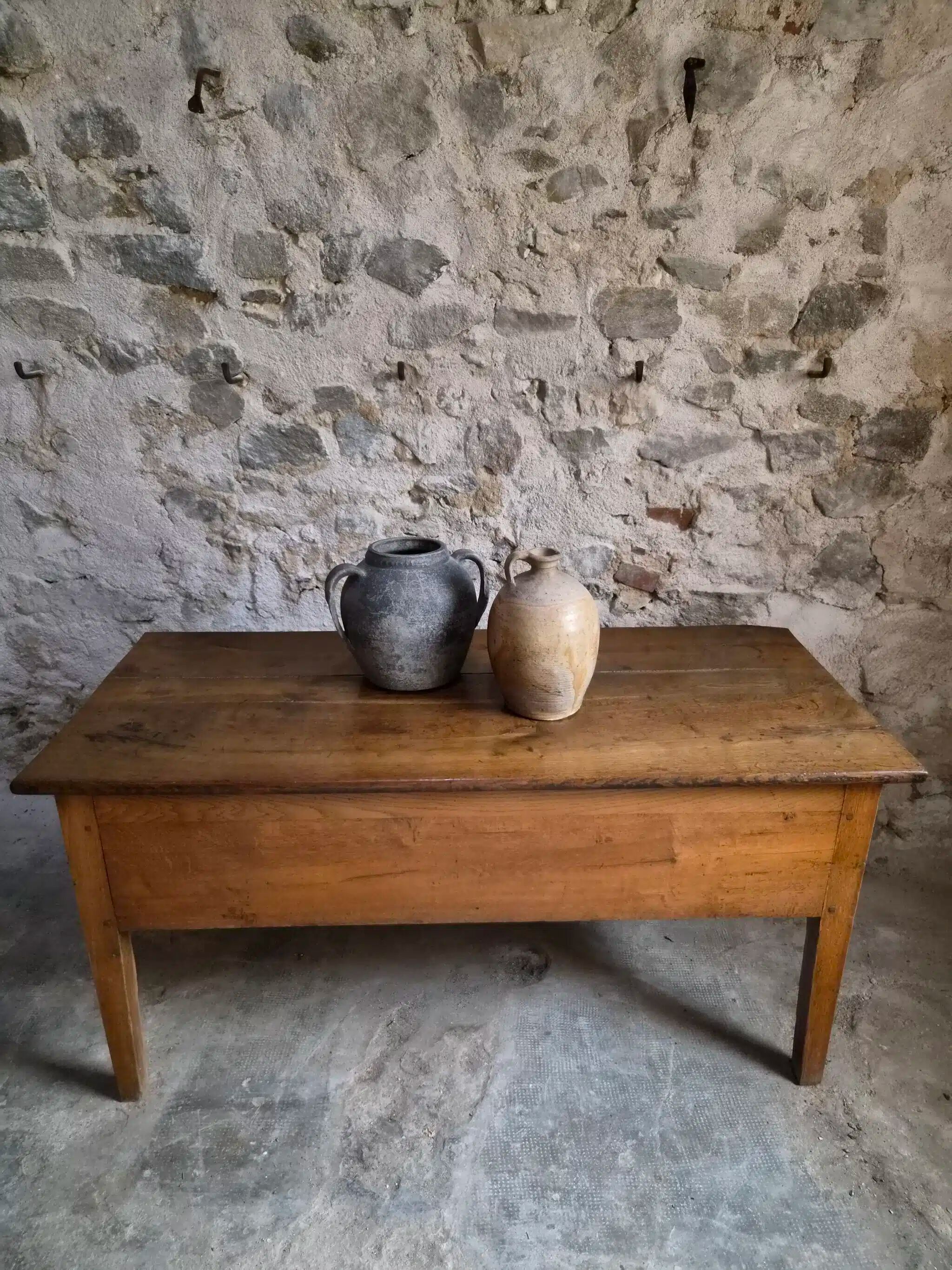 Antique oak flour chest from France, 19th century.