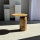 Side table in solid teak with a circular top, column base H51.5 D50.