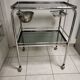 Desserte Médicale , Inox et verre fumé , Table de médecin design vintage 70's