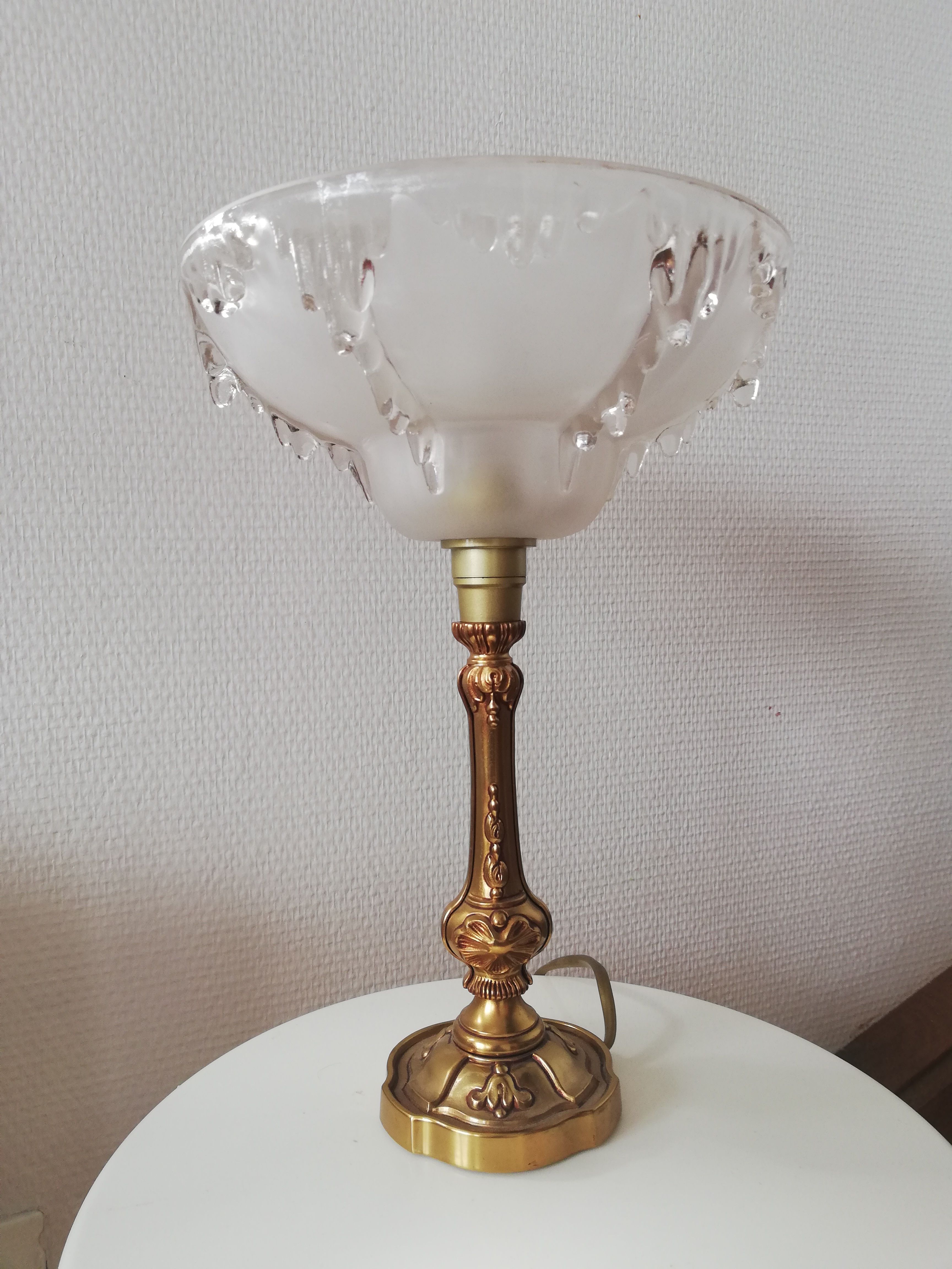 Bronze foot and glass vasque lamp Ezan France