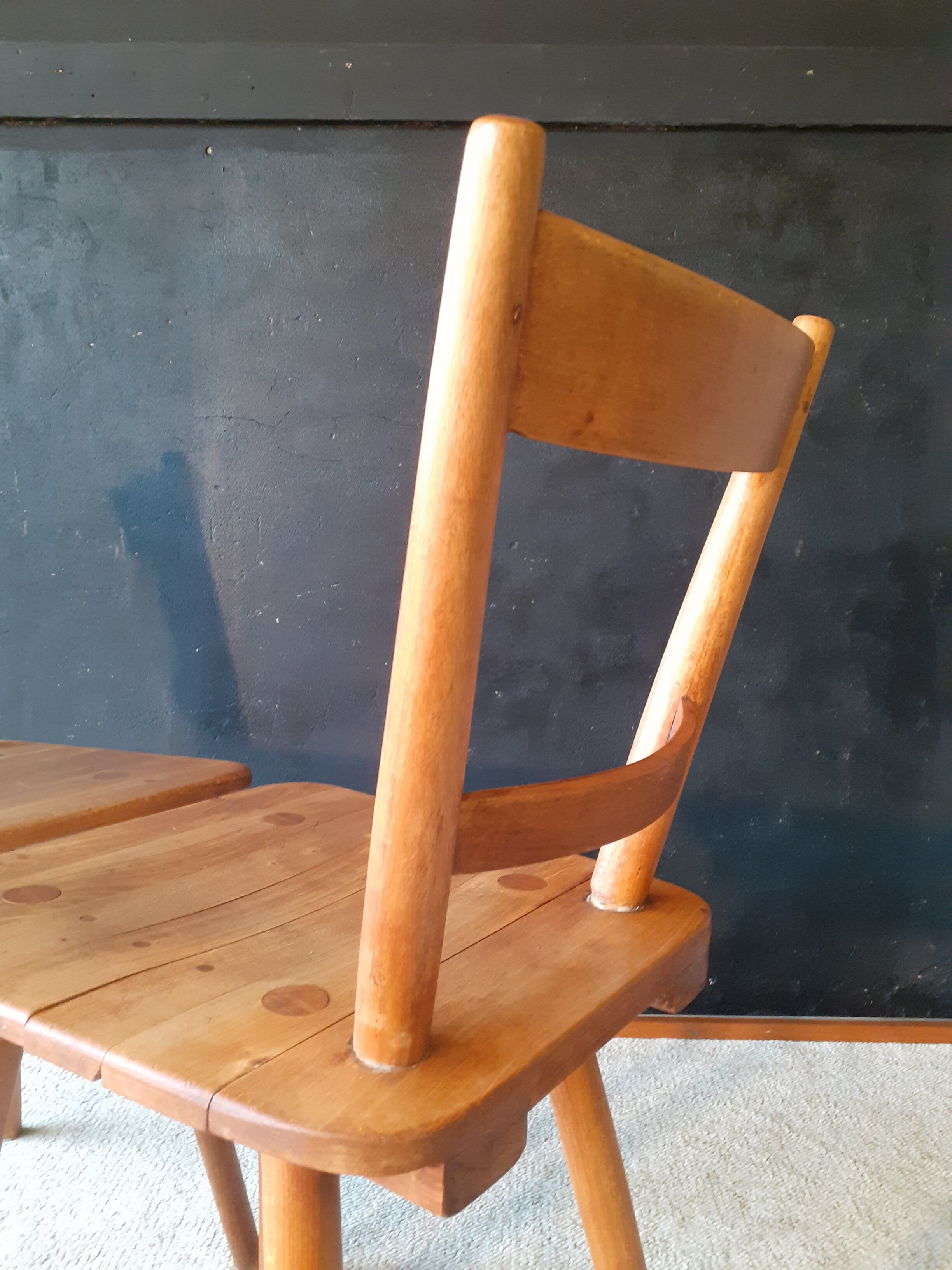 Pair of vintage all-wood chairs by Adolf Schneck for Schaffer, Germany 1947