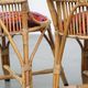 Set of 4 subtle and charming vintage 60s rattan boho chairs with colorful upholstered seats