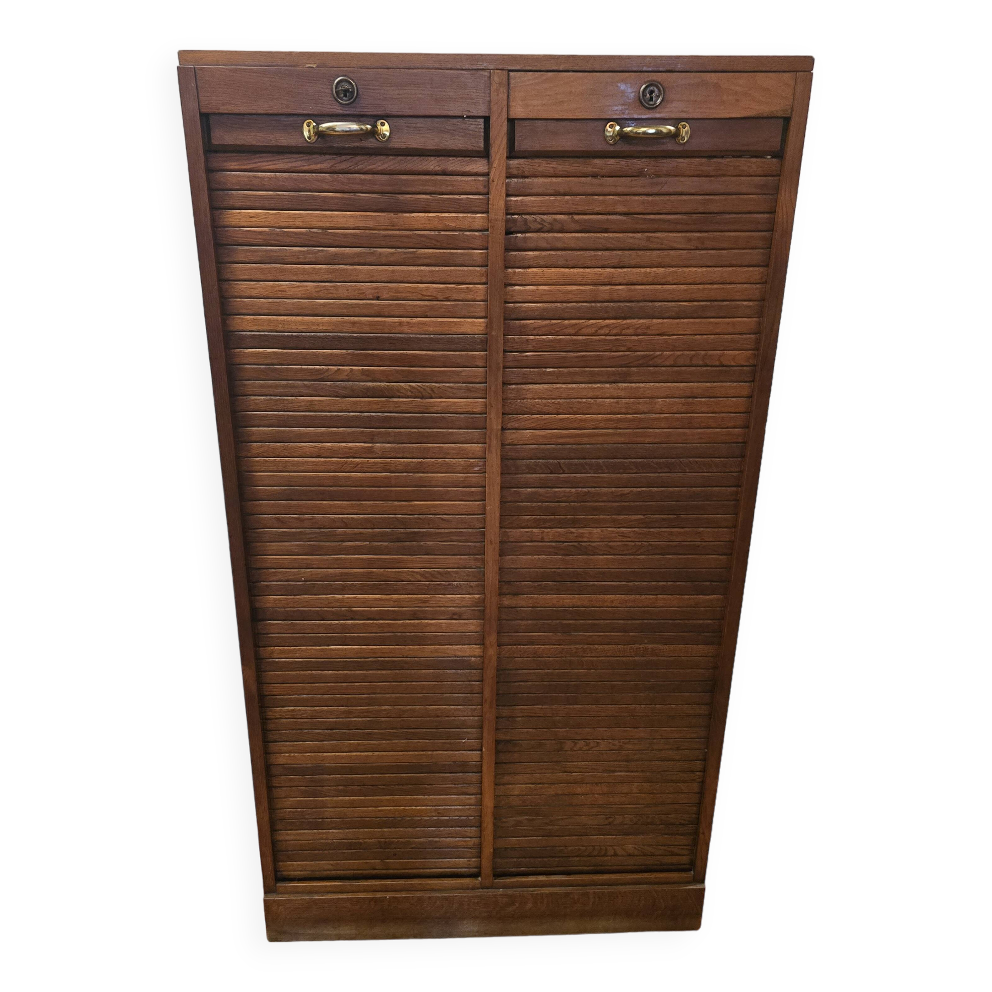 Old double oak filing cabinet