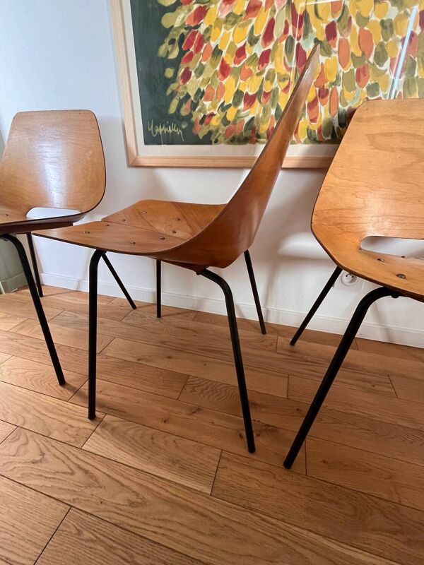 Chaises Tonneau Pierre Guariche ARP Steiner x4