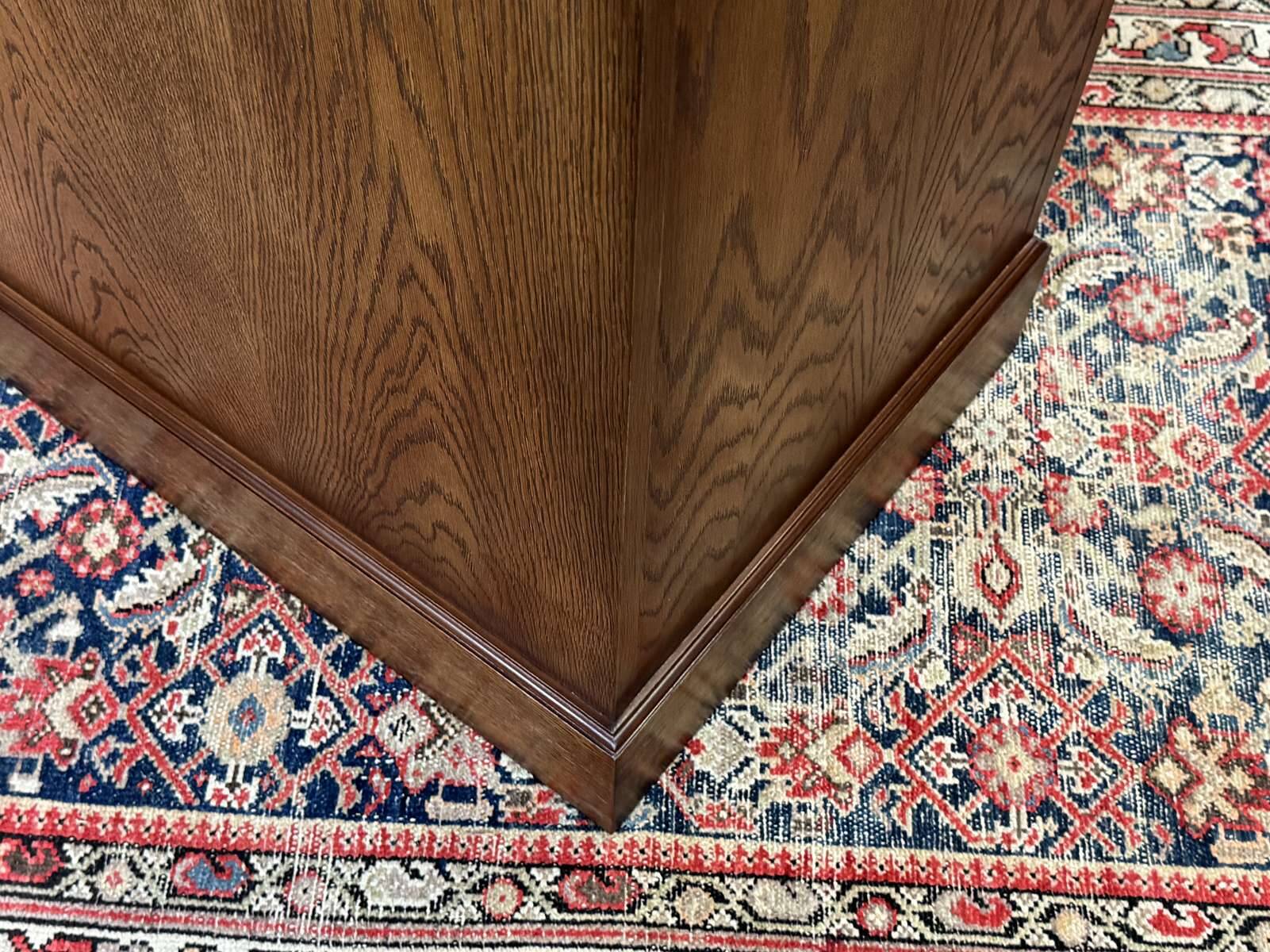 Office cabinet in oak with English leather top from the 1990s.