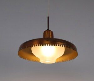 Vintage copper and glass pendant lamp by Jørn Utzon, 1940s