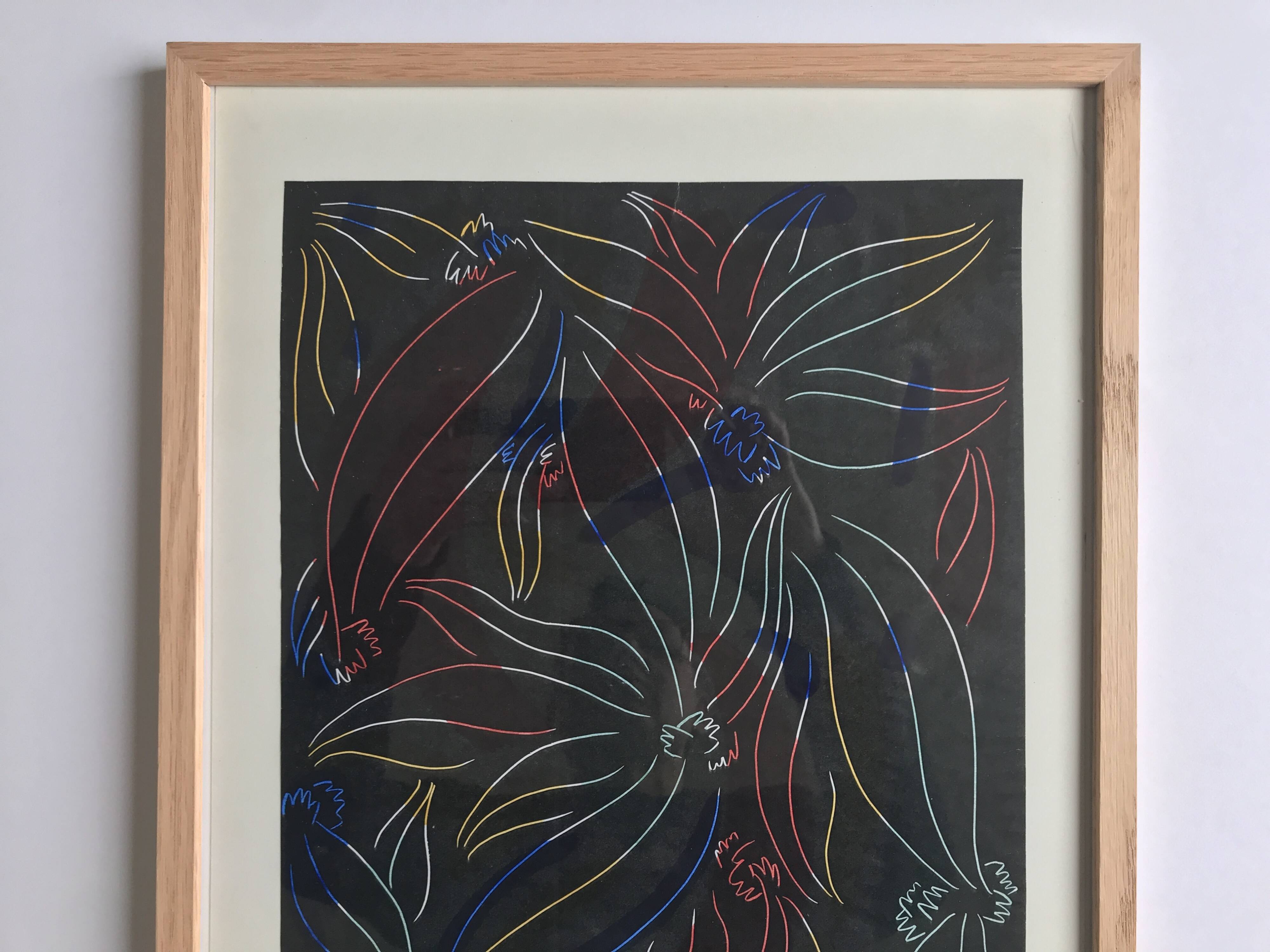 Elie Dayan, Untitled (Floral Pattern 1). Mixed media on paper.