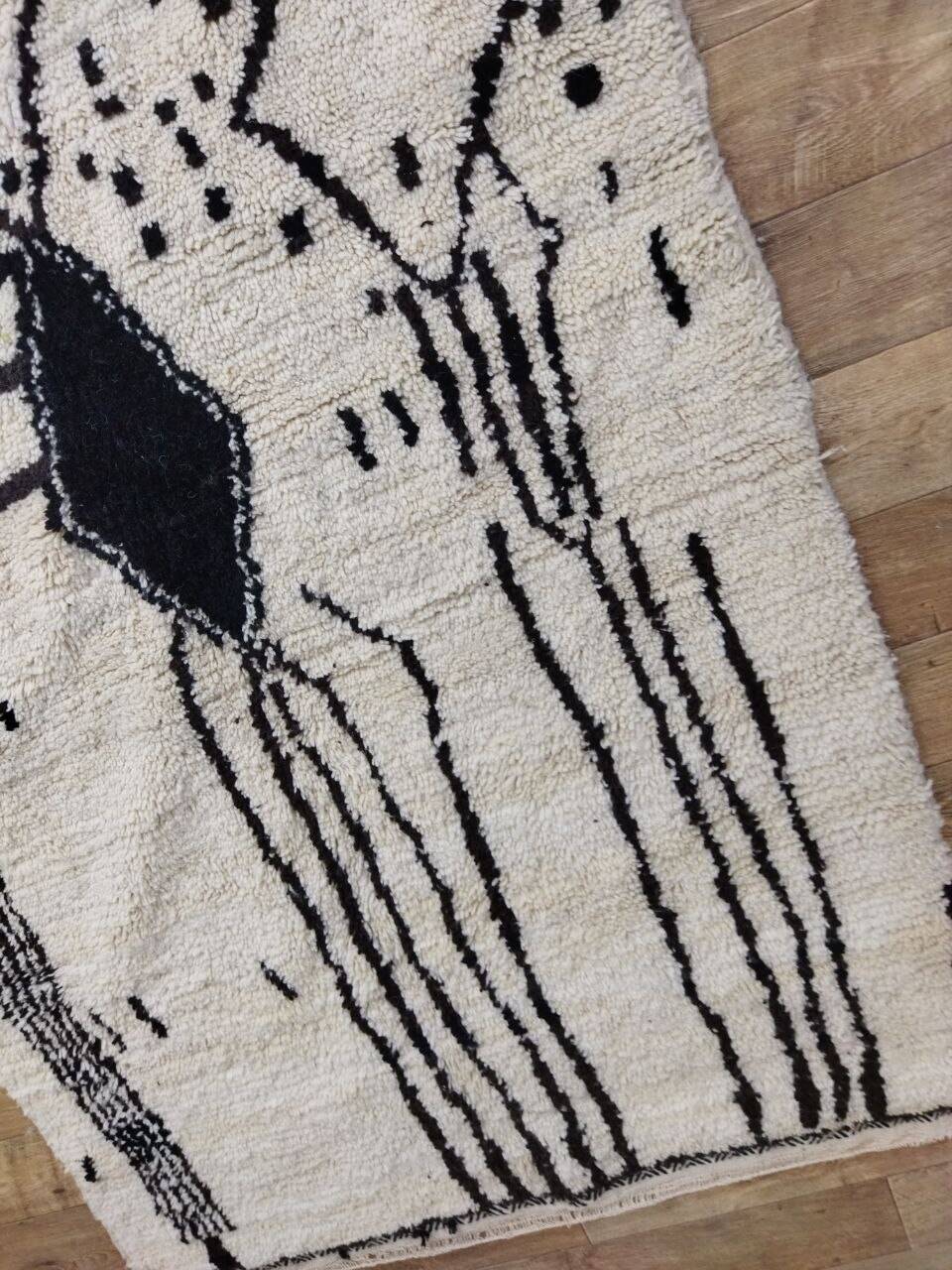 Handmade wool Berber rug 245x142 cm