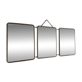 Miroir vintage 1960 triptyque barbier coiffeur japonisant - 25 x 60 cm