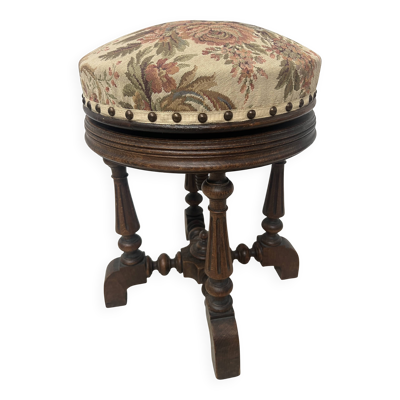 Tabouret de piano de style Napoléon III en noyer massif XX siècle