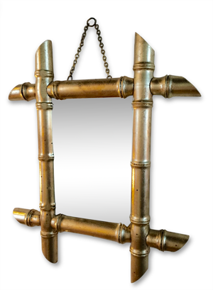 miroir bambou doré à