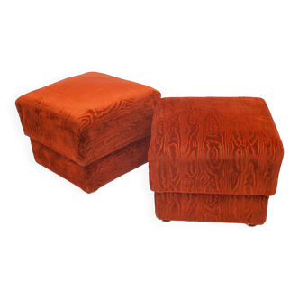 Pair of velvet ottomans