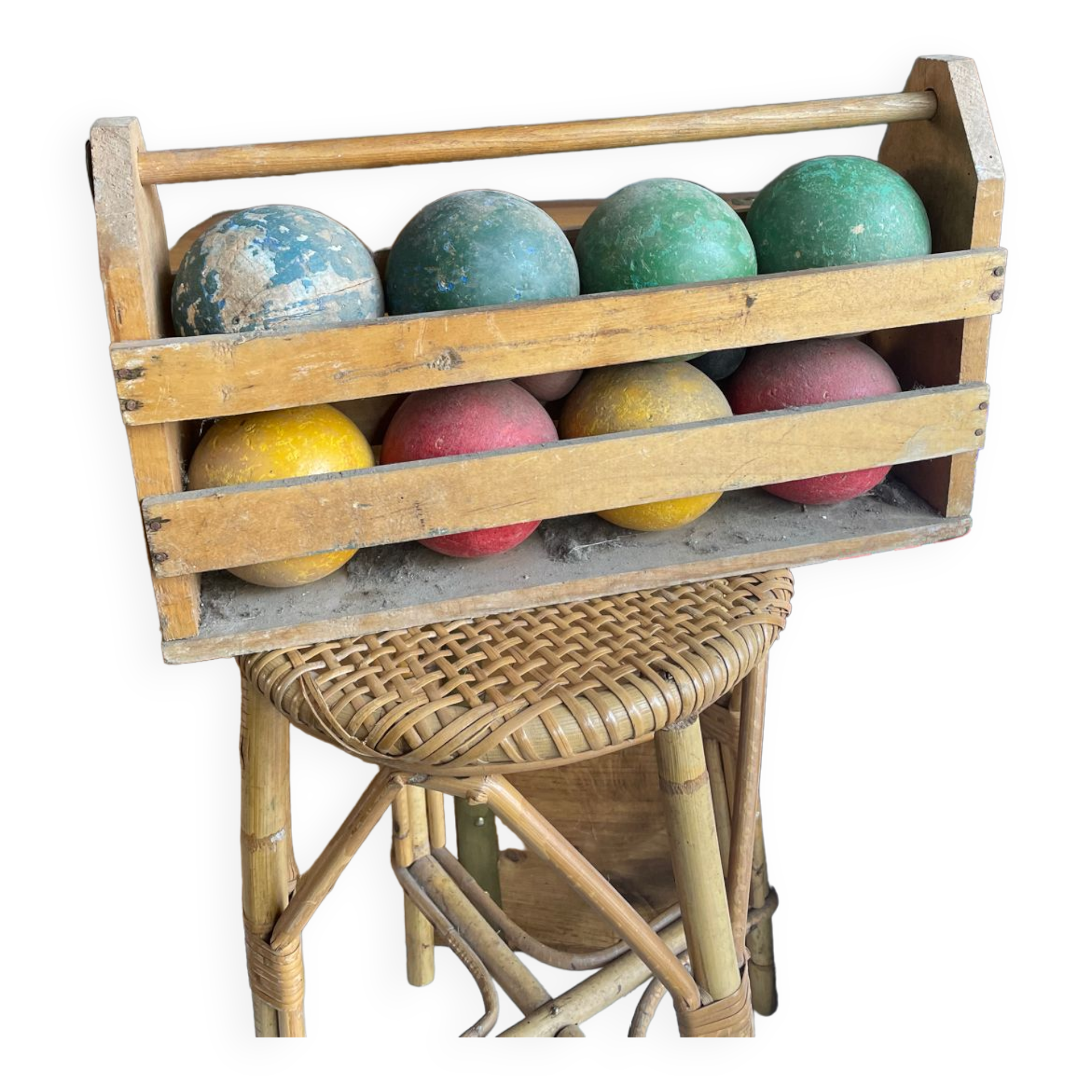 Jeu de boules en bois vintage