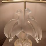 Crystal lamp Lalique with two doves model Ariane