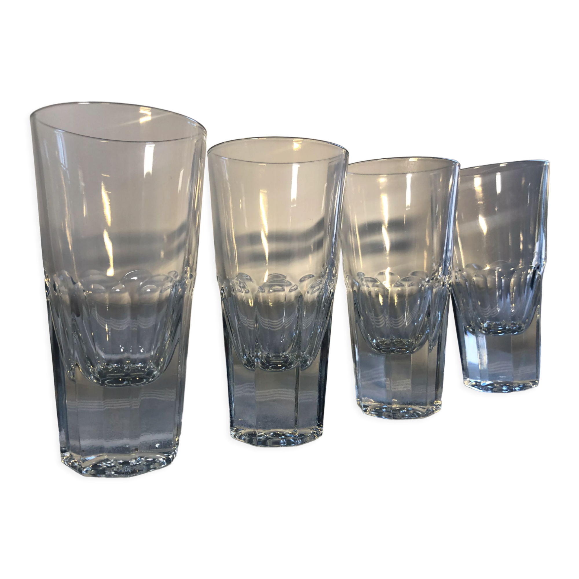 4 vintage cut glass aperitif glasses