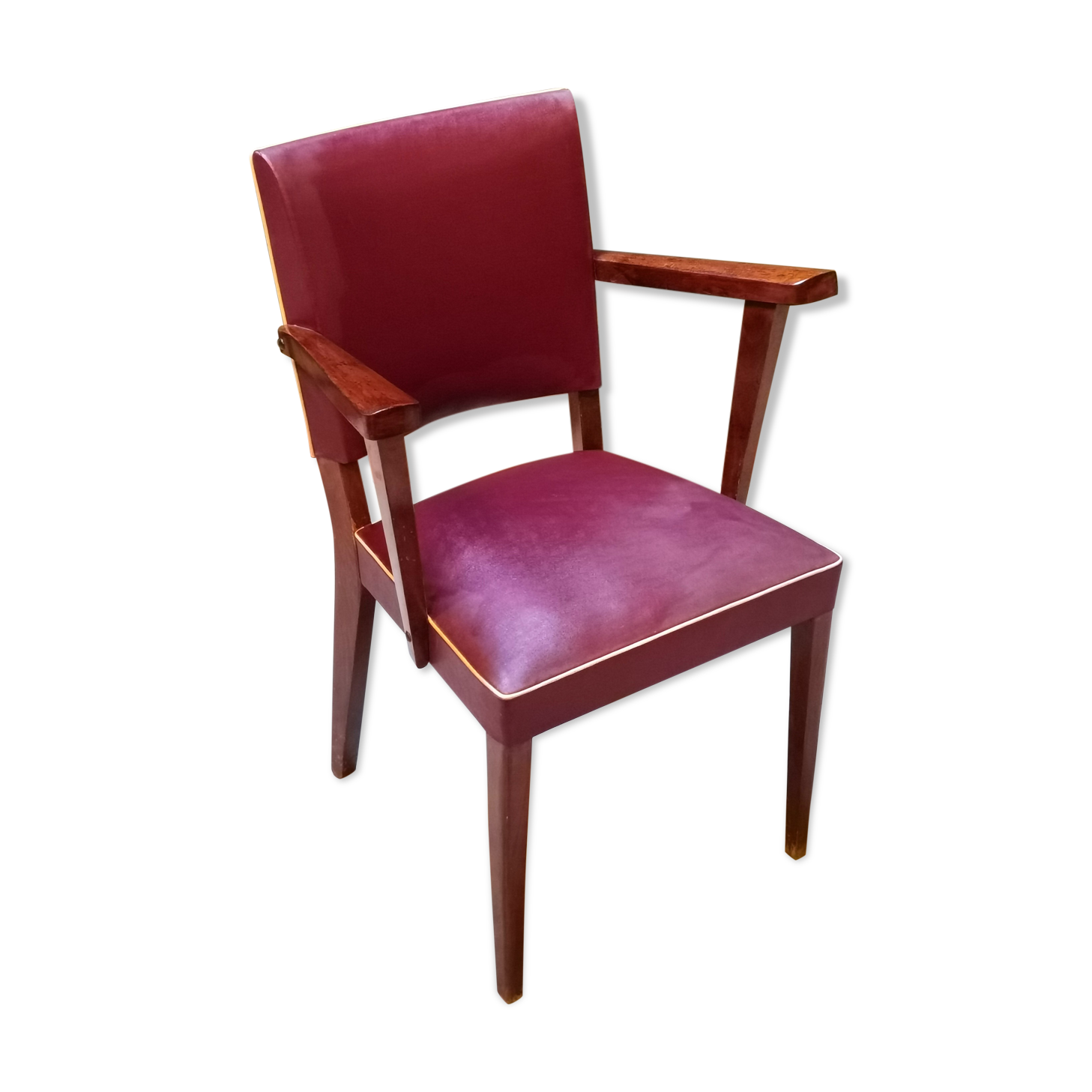 Fauteuil Bridge Stella 1950 bordeaux