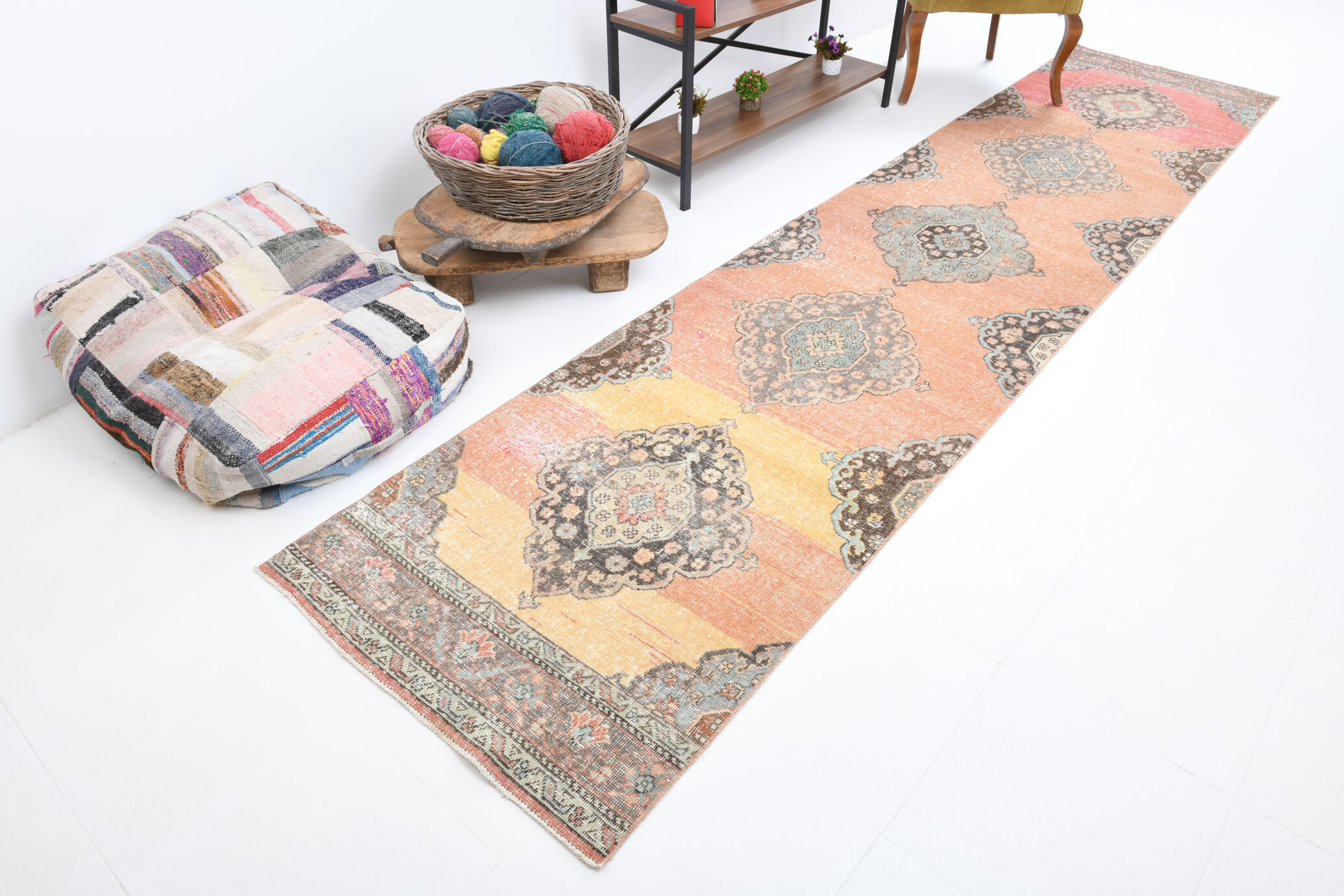 408x91cm vintage capet runner rug