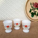 3 coquetiers Arcopal France fleurs coquelicot