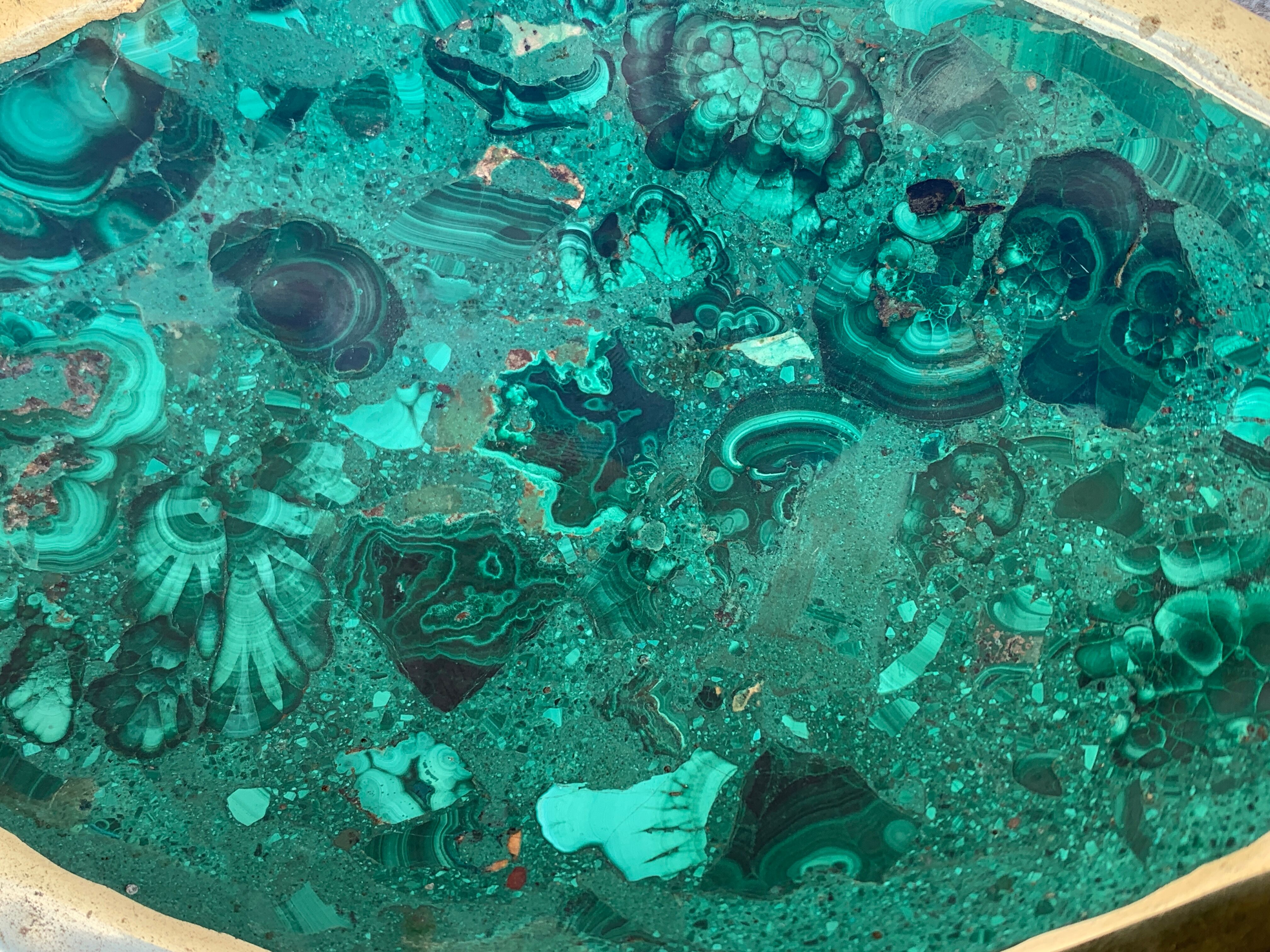 Ashtray or empty pocket in malachite and bronze