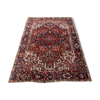 Antique heriz rug 353x263 cm wool oriental hand made carpet red, brown, blue