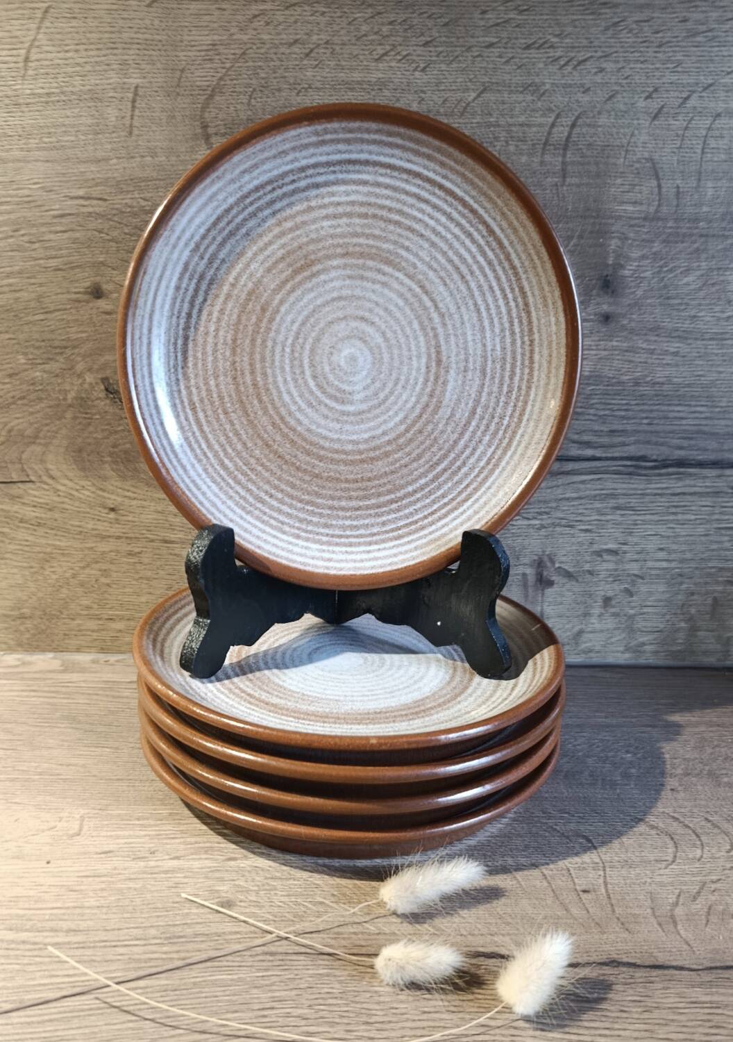 5 dessert plates in stoneware, Esterel model by St Amand | vintage