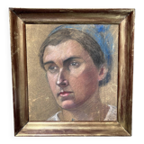 Painting early 20th century "The Woman in the Blue Turban"