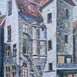 Impressionist painting signed oil on canvas hôtel vassal sarlat 19th c.