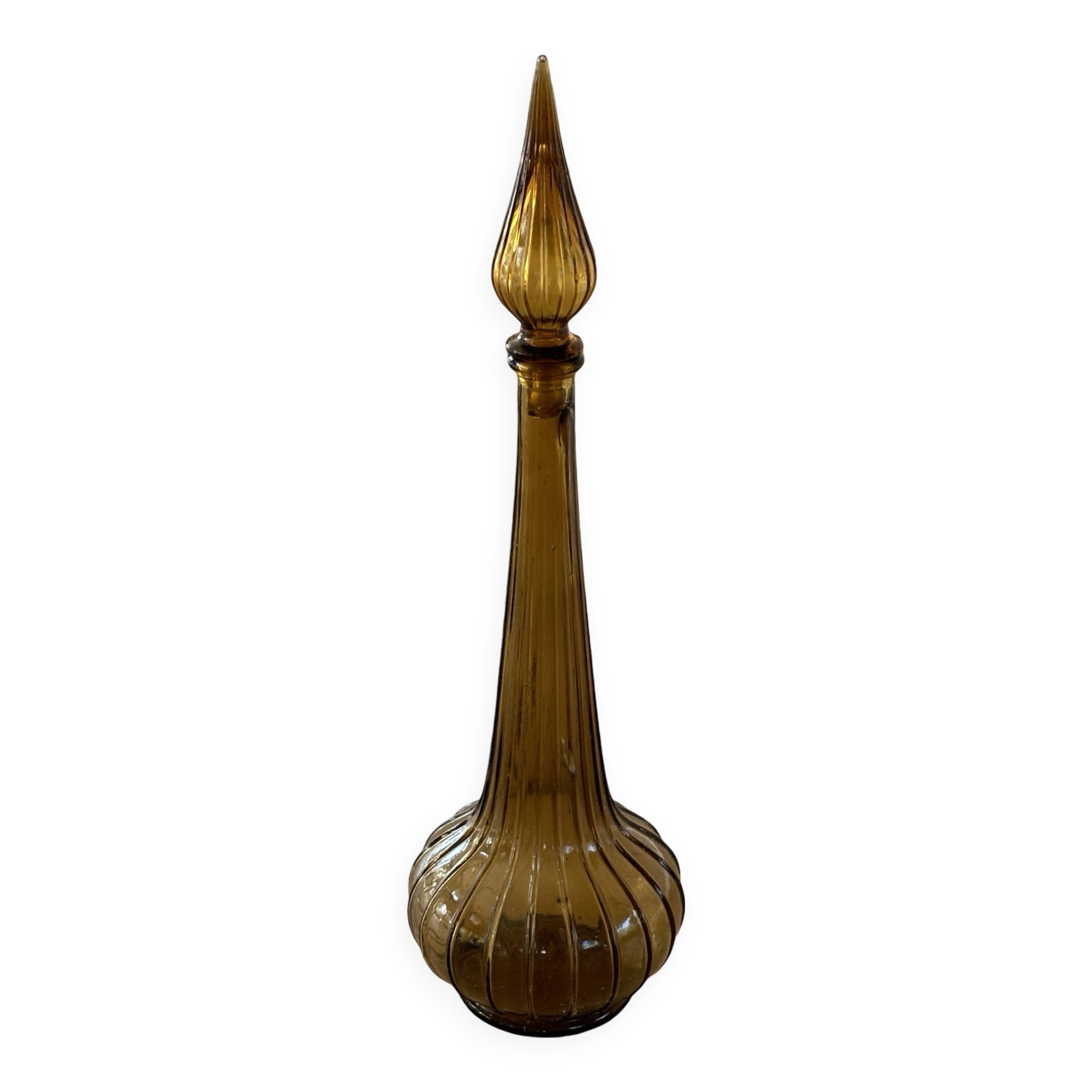 Vintage Empoli Glass Decanter with Stopper, Italy, 1960s