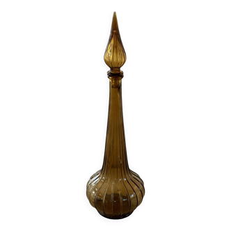 Vintage Empoli Glass Decanter with Stopper, Italy, 1960s