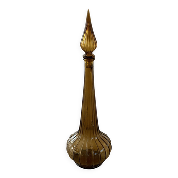Carafe à décanter vintage en verre Empoli avec bouchon, Italie, années 1960