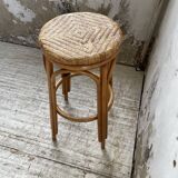 High stool in wicker and rattan
