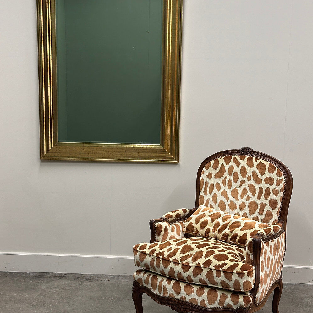 Very large Deknudt mirror with faux gold leaf frame, 1980s. Belgium