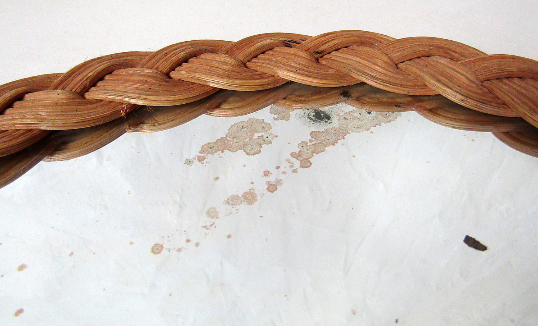 60s braided rattan oval mirror 75x30cm