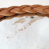 60s braided rattan oval mirror 75x30cm
