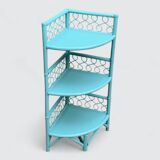Vintage turquoise rattan corner shelf 1960
