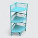 Etagère d’angle en rotin turquoise vintage 1960