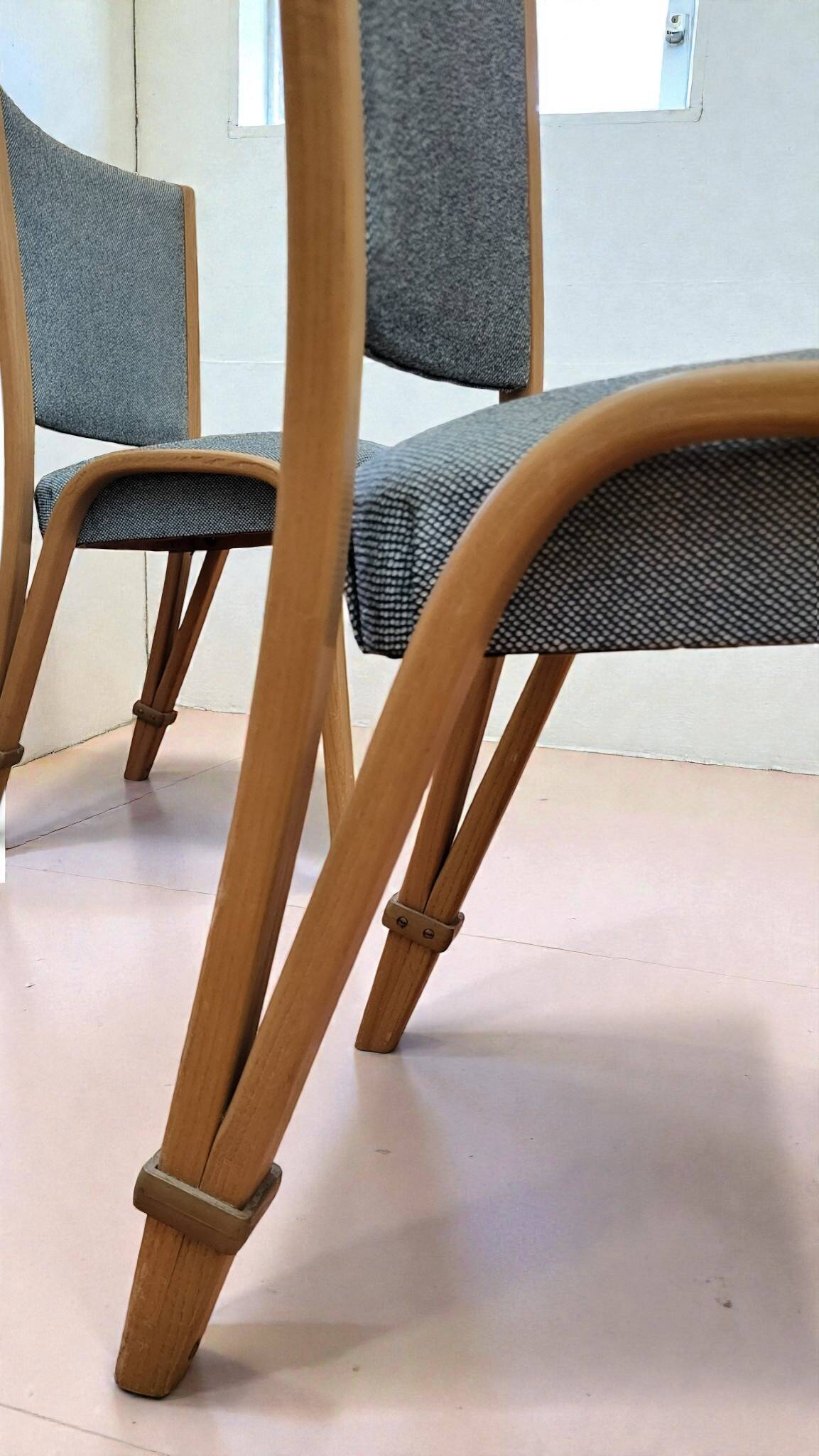 4 Bow wood chairs, Steiner edition, 1950
