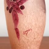 Legras vase ruby series in flowers in acid-etched glass