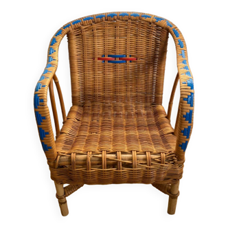 Vintage rattan children's armchair