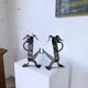 Paire de chenets zoomorphes métal « chiens » 1950