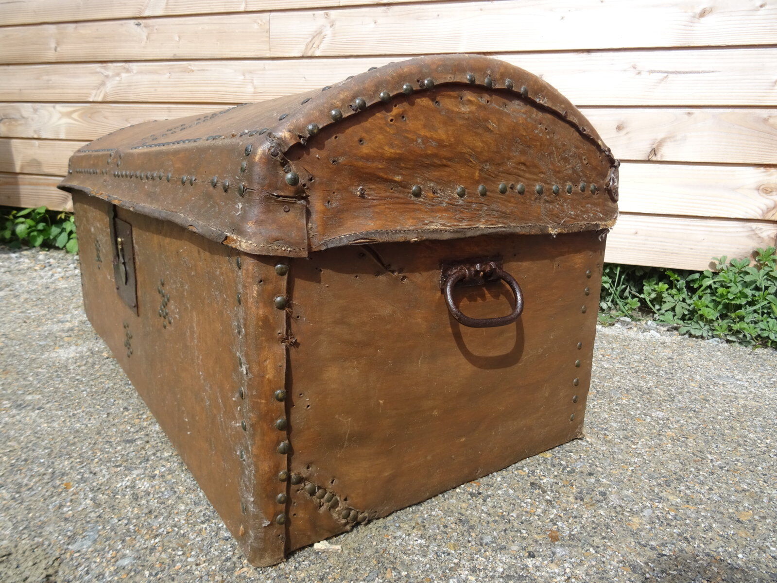 19th-century leather trunk