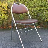 Set de 6 chaises pliantes acier et similicuir 70’s
