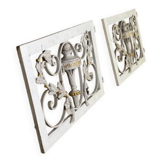 Pair of cast iron window shutters in Louis XVI style.
