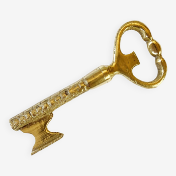 Brass corkscrew and bottle opener (key shape)