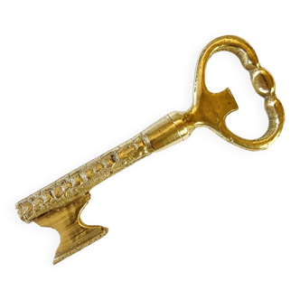 Brass corkscrew and bottle opener (key shape)