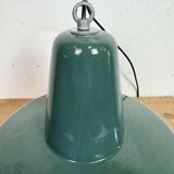 Large Industrial Petrol Enamel Factory Pendant Lamp, 1960s