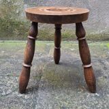 Turned wooden tripod stool