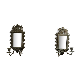 Pair of Napoleon III bronze candle-carrying wall light