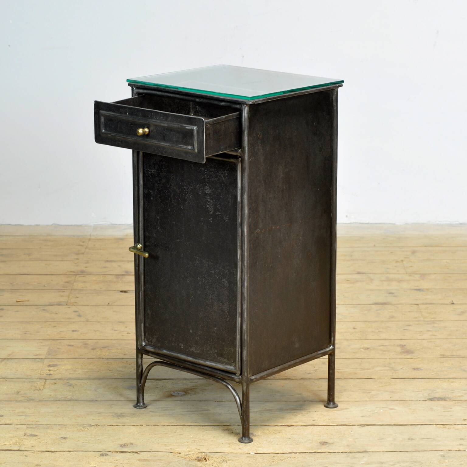 Set Iron And Glass Nightstands, 1900’s