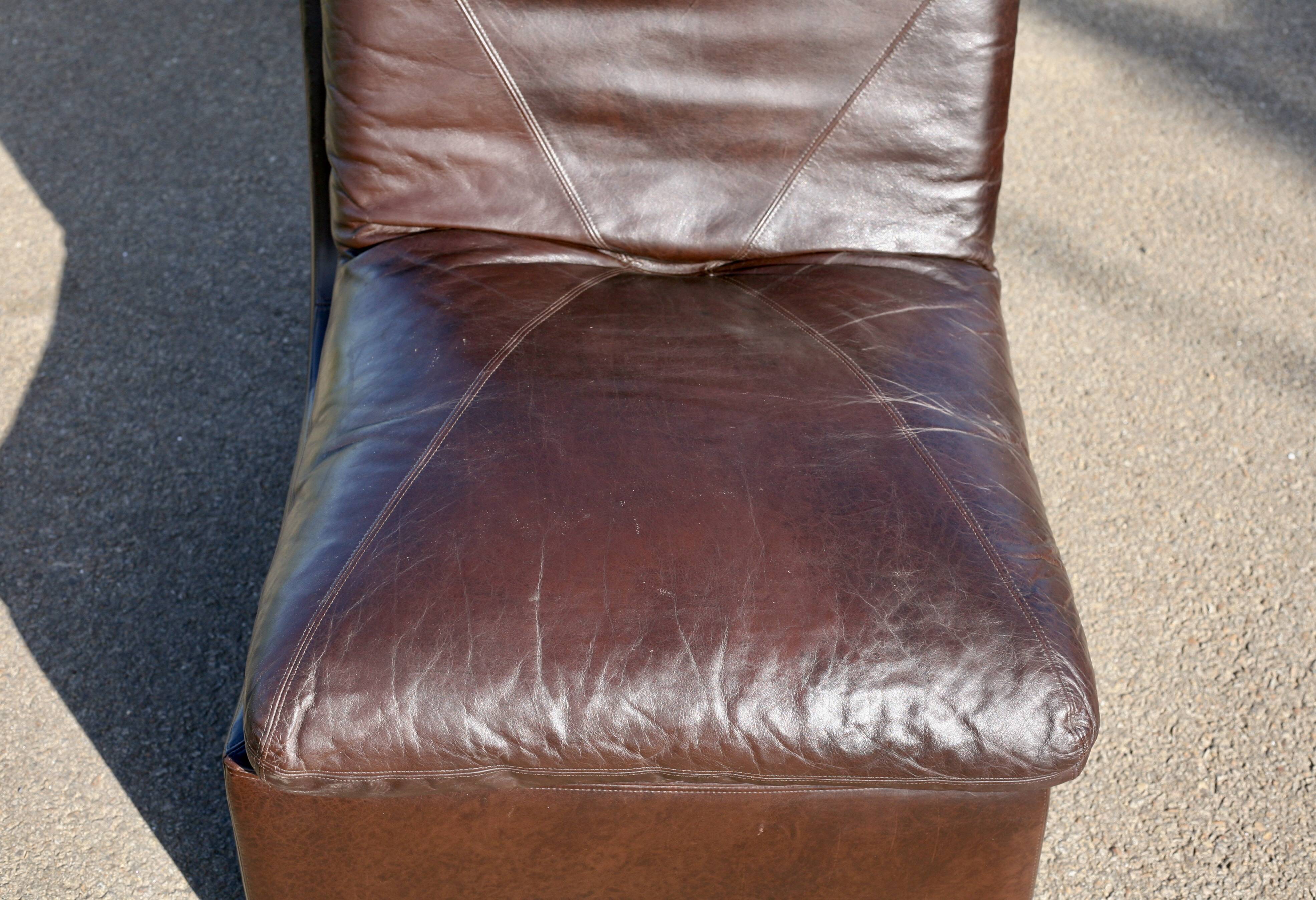 Modular sofa made up of 3 leather armchairs. Circa 1970